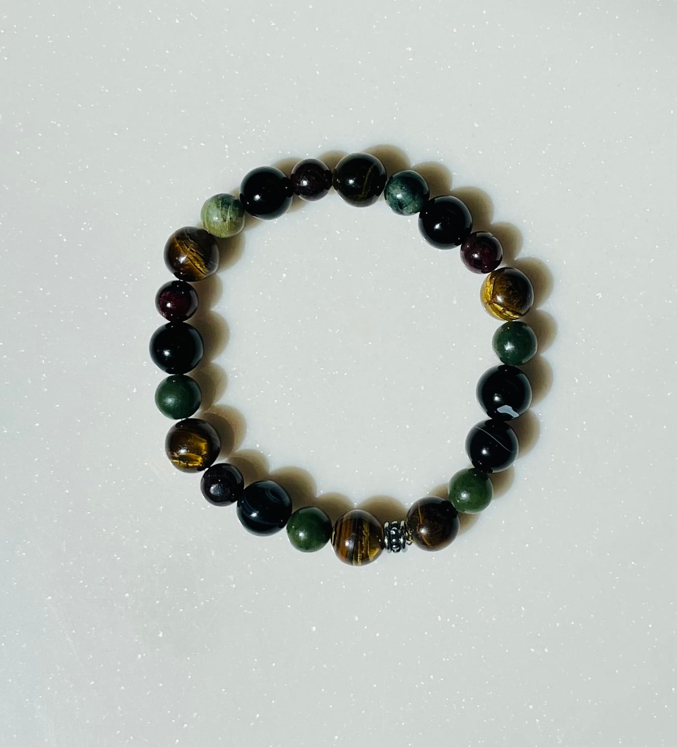 Elite Tigers eye, Jade &amp; Garnet Bracelet