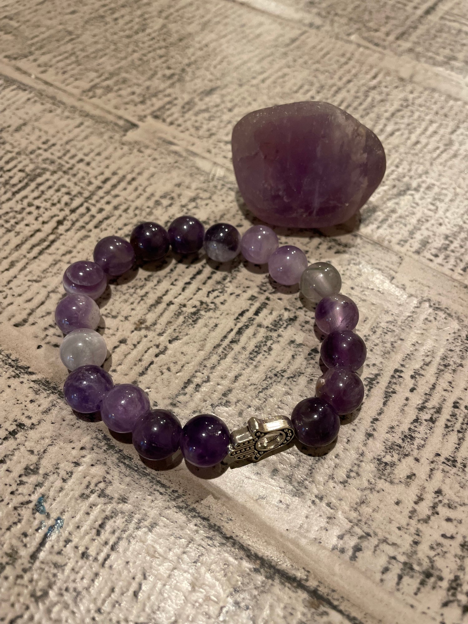 Amethyst with Hamsa Hand of Protection bracelet