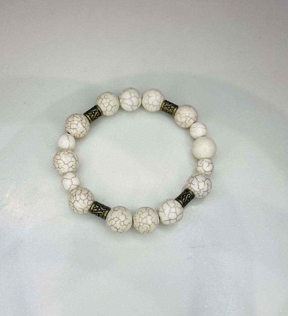 White Turquoise Crystal Beads w Antique Gold Spacers