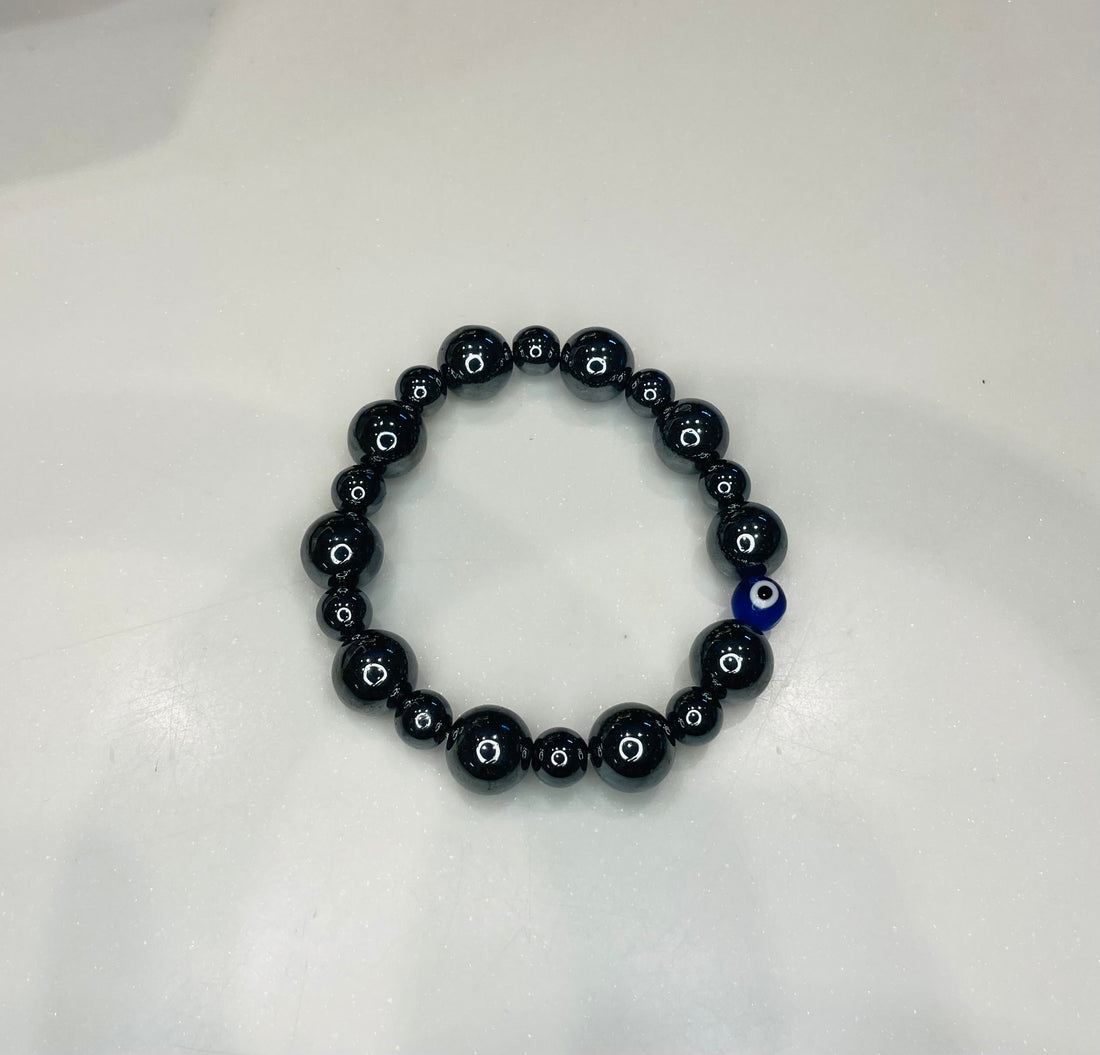 Classic Hematite w Evil Eye Protection