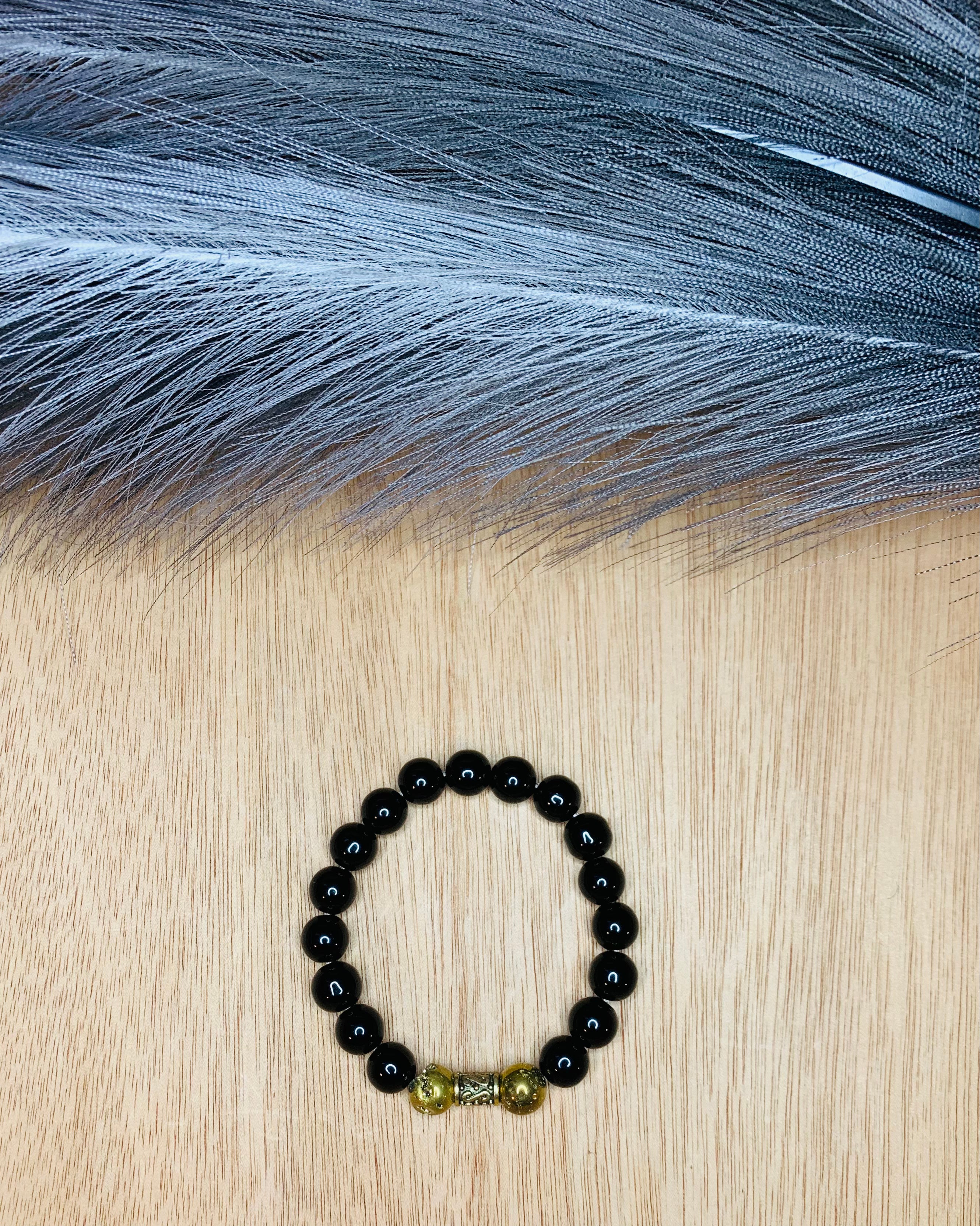 Onyx/Druzy Agate Bracelet